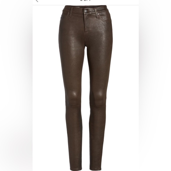 NWOT AG The Legging Super Skinny Leather Lambskin Pants in Brown - Picture 6 of 16